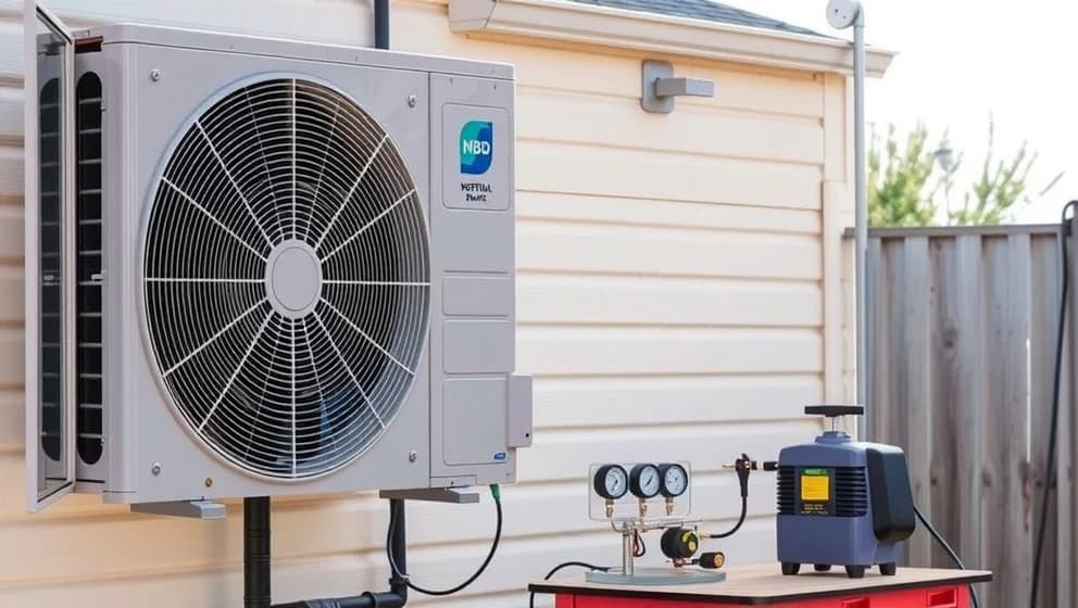 Fylla på köldmedium i värmepumpen